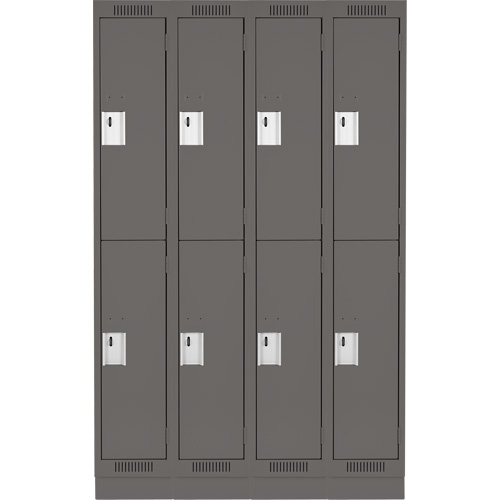 Casiers Clean Line, 2 niveaux, Bloc de 4, 48" x 18" x 76", Acier, Charbon, Rivet (assembl&eacute;) Helyx Safety & Industrial Supplies