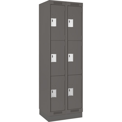 Casiers Clean Line, 3 niveaux, Bloc de 2, 24" x 18" x 76", Acier, Charbon, Rivet (assembl&eacute;) Helyx Safety & Industrial Supplies