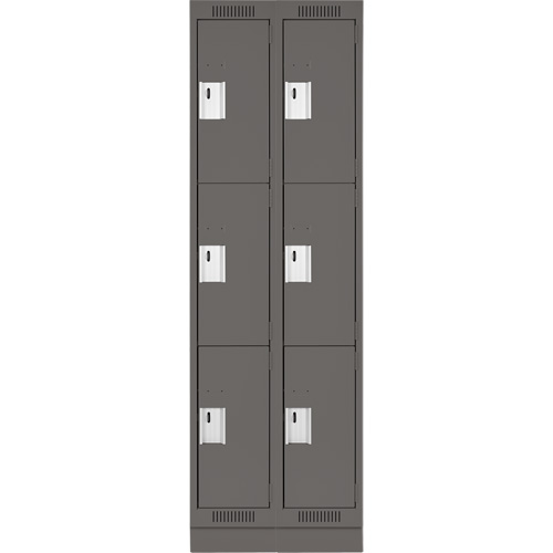 Casiers Clean Line, 3 niveaux, Bloc de 2, 24" x 18" x 76", Acier, Charbon, Rivet (assembl&eacute;) Helyx Safety & Industrial Supplies