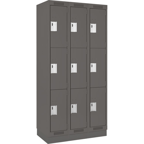 Casiers Clean Line, 3 niveaux, Bloc de 3, 36" x 18" x 76", Acier, Charbon, Rivet (assembl&eacute;) Helyx Safety & Industrial Supplies
