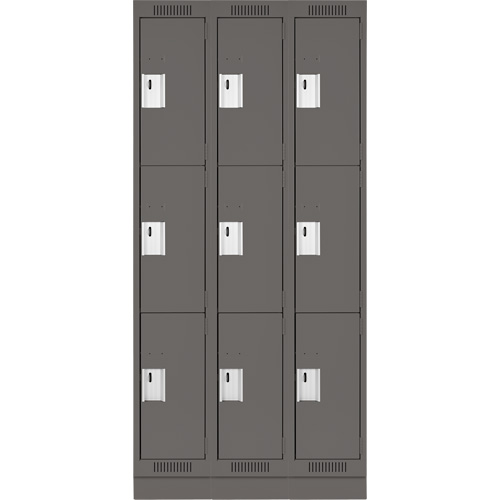 Casiers Clean Line, 3 niveaux, Bloc de 3, 36" x 18" x 76", Acier, Charbon, Rivet (assembl&eacute;) Helyx Safety & Industrial Supplies