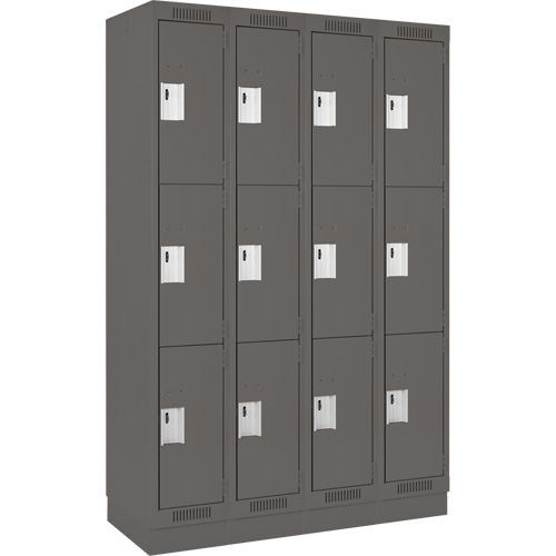 Casiers Clean Line, 3 niveaux, Bloc de 4, 48" x 18" x 76", Acier, Charbon, Rivet (assembl&eacute;) Helyx Safety & Industrial Supplies
