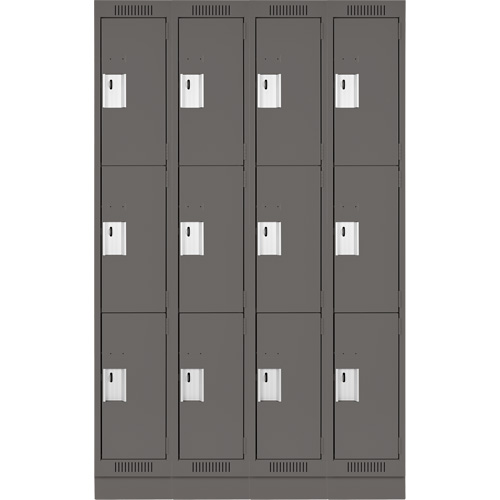 Casiers Clean Line, 3 niveaux, Bloc de 4, 48" x 18" x 76", Acier, Charbon, Rivet (assembl&eacute;) Helyx Safety & Industrial Supplies