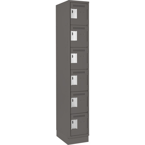 Clean Line Lockerette, 6 -tier, 12" x 18" x 76", Steel, Charcoal, Rivet (Assembled) Helyx Safety & Industrial Supplies