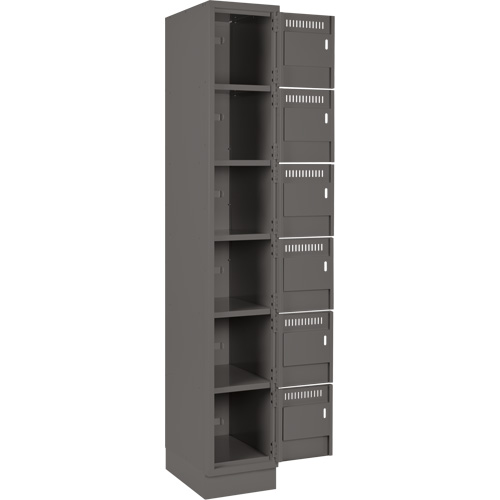 Petits casiers Clean Line, 6 niveaux, Bloc de 3, 36" x 18" x 76", Acier, Charbon, Rivet (assembl&eacute;) Helyx Safety & Industrial Supplies