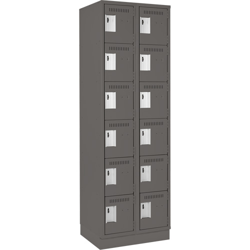 Petits casiers Clean Line, 6 niveaux, Bloc de 2, 24" x 18" x 76", Acier, Charbon, Rivet (assembl&eacute;) Helyx Safety & Industrial Supplies