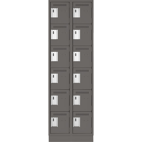 Petits casiers Clean Line, 6 niveaux, Bloc de 2, 24" x 18" x 76", Acier, Charbon, Rivet (assembl&eacute;) Helyx Safety & Industrial Supplies