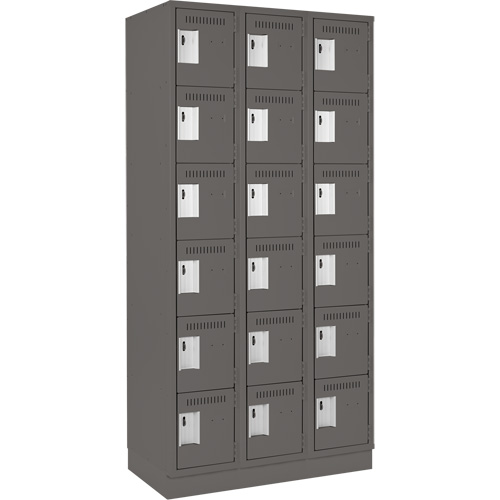 Petits casiers Clean Line, 6 niveaux, Bloc de 3, 36" x 18" x 76", Acier, Charbon, Rivet (assembl&eacute;) Helyx Safety & Industrial Supplies