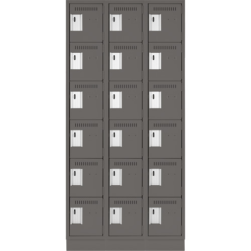 Petits casiers Clean Line, 6 niveaux, Bloc de 3, 36" x 18" x 76", Acier, Charbon, Rivet (assembl&eacute;) Helyx Safety & Industrial Supplies