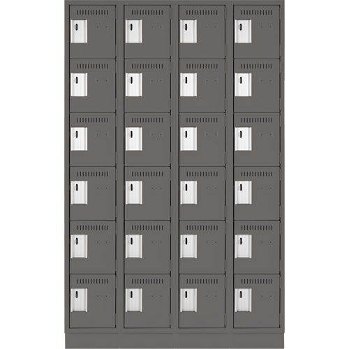 Clean Line Lockerette, 6 -tier, Bank of 4, 48" x 18" x 76", Steel, Charcoal, Rivet (Assembled) Helyx Safety & Industrial Supplies