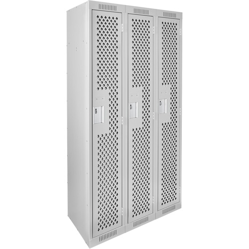 Casiers Clean Line, Bloc de 3, 36" x 15" x 72", Acier, Gris, Rivet (assembl&eacute;), Perfor&eacute; Helyx Safety & Industrial Supplies