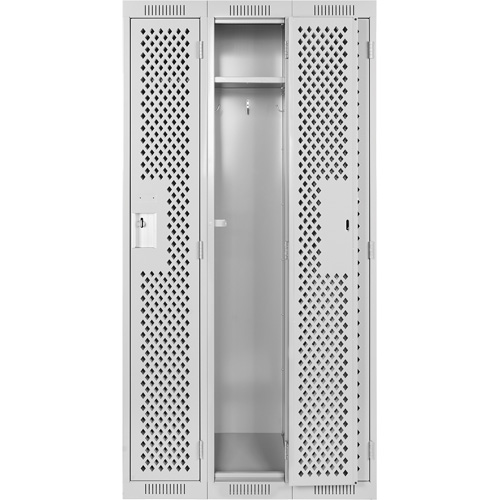 Casiers Clean Line, Bloc de 3, 36" x 15" x 72", Acier, Gris, Rivet (assembl&eacute;), Perfor&eacute; Helyx Safety & Industrial Supplies
