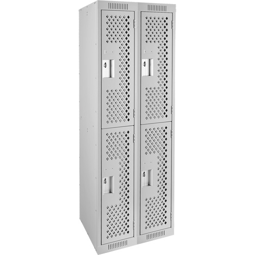 Casiers Clean Line, 2 niveaux, Bloc de 2, 24" x 15" x 72", Acier, Gris, Rivet (assembl&eacute;), Perfor&eacute; Helyx Safety & Industrial Supplies