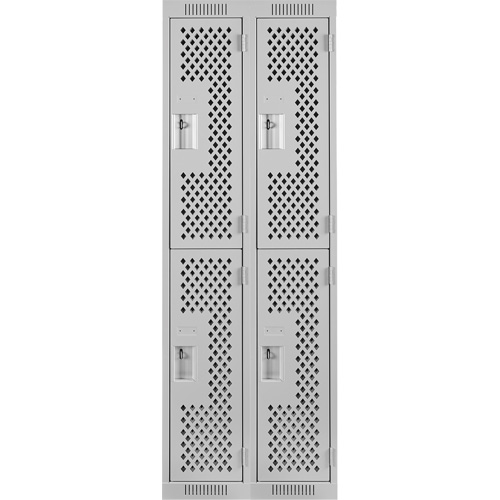 Casiers Clean Line, 2 niveaux, Bloc de 2, 24" x 15" x 72", Acier, Gris, Rivet (assembl&eacute;), Perfor&eacute; Helyx Safety & Industrial Supplies