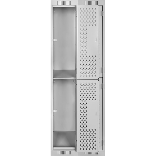 Casiers Clean Line, 2 niveaux, Bloc de 2, 24" x 15" x 72", Acier, Gris, Rivet (assembl&eacute;), Perfor&eacute; Helyx Safety & Industrial Supplies