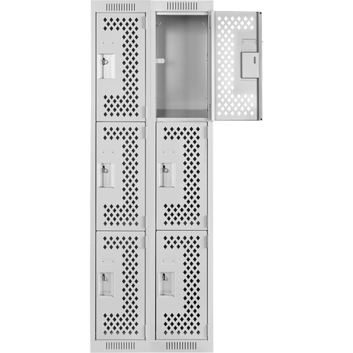 Casiers Clean Line, 3 niveaux, Bloc de 2, 24" x 12" x 72", Acier, Gris, Rivet (assembl&eacute;), Perfor&eacute; Helyx Safety & Industrial Supplies