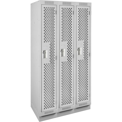 Casiers Clean Line, Bloc de 3, 36" x 15" x 76", Acier, Gris, Rivet (assembl&eacute;), Perfor&eacute; Helyx Safety & Industrial Supplies