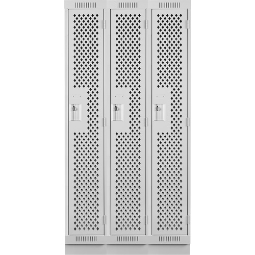 Casiers Clean Line, Bloc de 3, 36" x 15" x 76", Acier, Gris, Rivet (assembl&eacute;), Perfor&eacute; Helyx Safety & Industrial Supplies