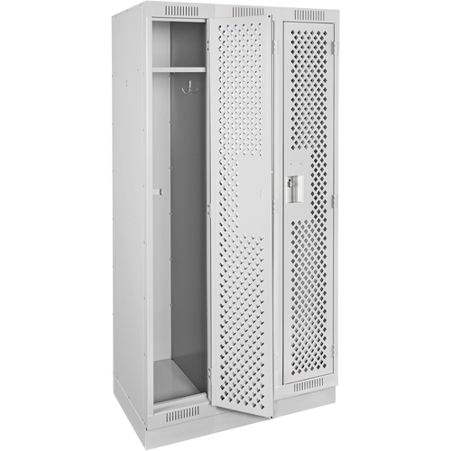 Casiers Clean Line, Bloc de 3, 36" x 15" x 76", Acier, Gris, Rivet (assembl&eacute;), Perfor&eacute; Helyx Safety & Industrial Supplies