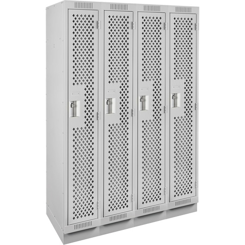 Casiers Clean Line, Bloc de 4, 48" x 12" x 76", Acier, Gris, Rivet (assembl&eacute;), Perfor&eacute; Helyx Safety & Industrial Supplies