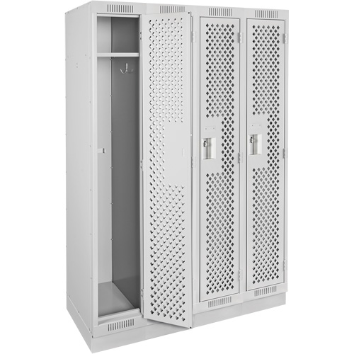 Casiers Clean Line, Bloc de 4, 48" x 12" x 76", Acier, Gris, Rivet (assembl&eacute;), Perfor&eacute; Helyx Safety & Industrial Supplies