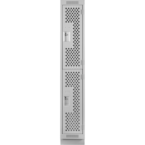 Clean Line Lockers, 2 -tier, 12" x 12" x 76", Steel, Grey, Rivet (Assembled), Perforated Helyx Safety & Industrial Supplies