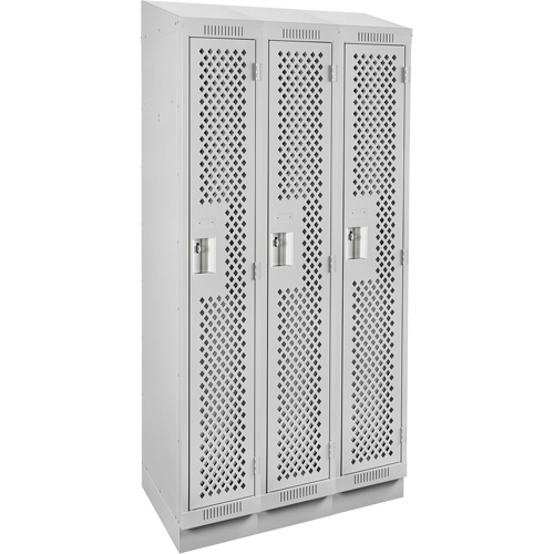 Casiers Clean Line, Bloc de 3, 36" x 12" x 82", Acier, Gris, Rivet (assembl&eacute;), Perfor&eacute; Helyx Safety & Industrial Supplies