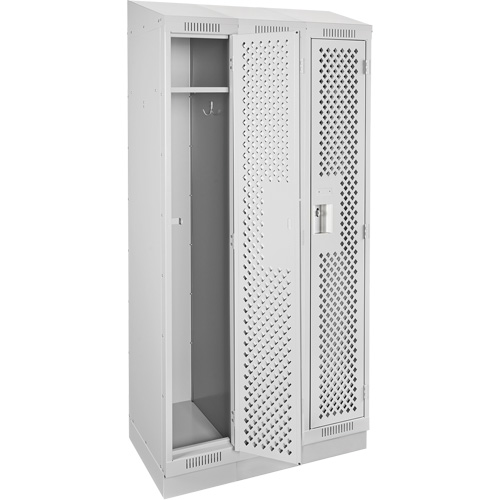 Casiers Clean Line, Bloc de 3, 36" x 12" x 82", Acier, Gris, Rivet (assembl&eacute;), Perfor&eacute; Helyx Safety & Industrial Supplies