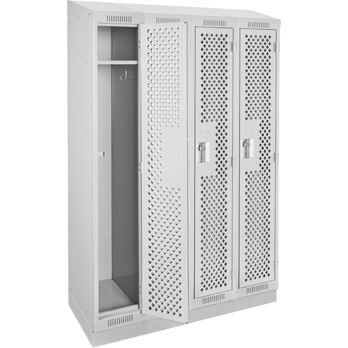 Casiers Clean Line, Bloc de 4, 48" x 12" x 82", Acier, Gris, Rivet (assembl&eacute;), Perfor&eacute; Helyx Safety & Industrial Supplies