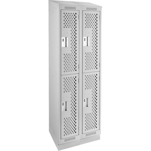 Casiers Clean Line, 2 niveaux, Bloc de 2, 24" x 18" x 82", Acier, Gris, Rivet (assembl&eacute;), Perfor&eacute; Helyx Safety & Industrial Supplies