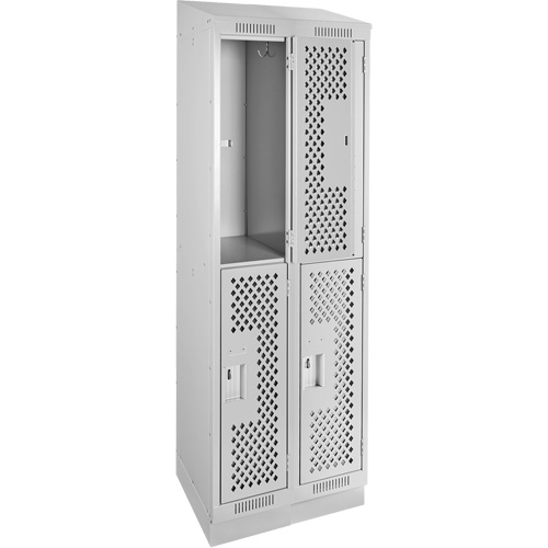 Casiers Clean Line, 2 niveaux, Bloc de 2, 24" x 18" x 82", Acier, Gris, Rivet (assembl&eacute;), Perfor&eacute; Helyx Safety & Industrial Supplies