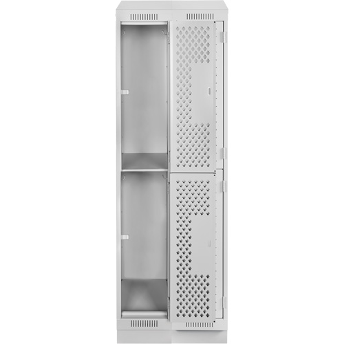 Casiers Clean Line, 2 niveaux, Bloc de 2, 24" x 18" x 82", Acier, Gris, Rivet (assembl&eacute;), Perfor&eacute; Helyx Safety & Industrial Supplies