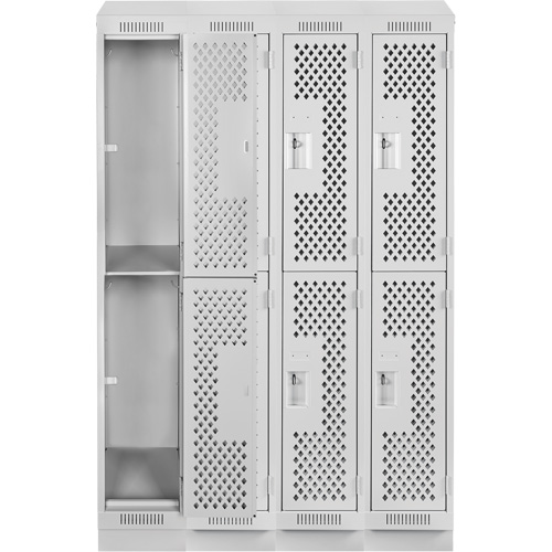 Casiers Clean Line, 2 niveaux, Bloc de 4, 48" x 15" x 82", Acier, Gris, Rivet (assembl&eacute;), Perfor&eacute; Helyx Safety & Industrial Supplies