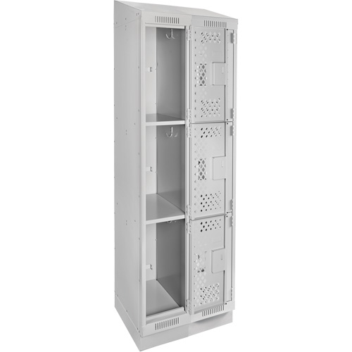 Casiers Clean Line, 3 niveaux, Bloc de 2, 24" x 12" x 82", Acier, Gris, Rivet (assembl&eacute;), Perfor&eacute; Helyx Safety & Industrial Supplies