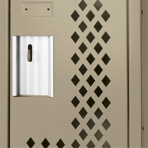Clean Line Lockers, 12" x 18" x 82", Steel, Beige, Rivet (Assembled), Perforated Helyx Safety & Industrial Supplies