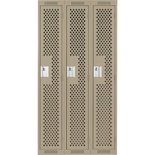 Casiers Clean Line, Bloc de 3, 36" x 15" x 72", Acier, Beige, Rivet (assembl&eacute;), Perfor&eacute; Helyx Safety & Industrial Supplies