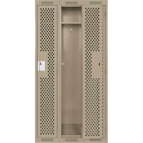 Casiers Clean Line, Bloc de 3, 36" x 15" x 72", Acier, Beige, Rivet (assembl&eacute;), Perfor&eacute; Helyx Safety & Industrial Supplies