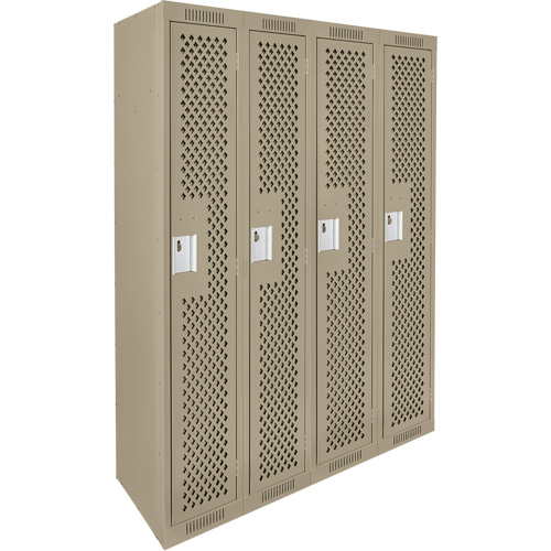 Casiers Clean Line, Bloc de 4, 48" x 15" x 72", Acier, Beige, Rivet (assembl&eacute;), Perfor&eacute; Helyx Safety & Industrial Supplies