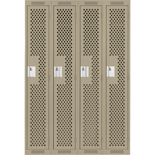 Casiers Clean Line, Bloc de 4, 48" x 15" x 72", Acier, Beige, Rivet (assembl&eacute;), Perfor&eacute; Helyx Safety & Industrial Supplies