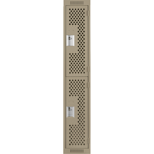 Casiers Clean Line, 2 niveaux, 12" x 15" x 72", Acier, Beige, Rivet (assembl&eacute;), Perfor&eacute; Helyx Safety & Industrial Supplies