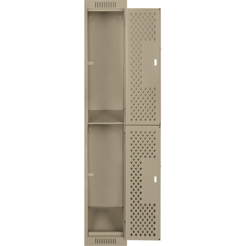 Casiers Clean Line, 2 niveaux, 12" x 15" x 72", Acier, Beige, Rivet (assembl&eacute;), Perfor&eacute; Helyx Safety & Industrial Supplies
