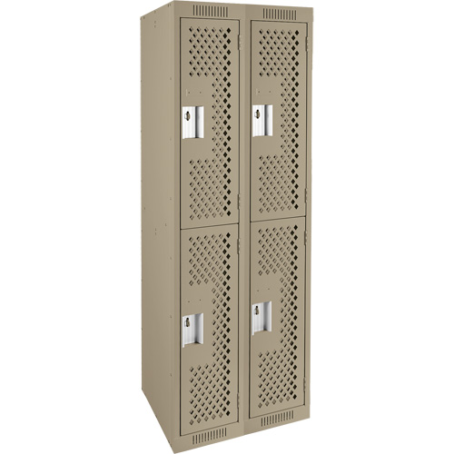 Casiers Clean Line, 2 niveaux, Bloc de 2, 24" x 15" x 72", Acier, Beige, Rivet (assembl&eacute;), Perfor&eacute; Helyx Safety & Industrial Supplies