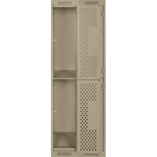 Casiers Clean Line, 2 niveaux, Bloc de 2, 24" x 15" x 72", Acier, Beige, Rivet (assembl&eacute;), Perfor&eacute; Helyx Safety & Industrial Supplies