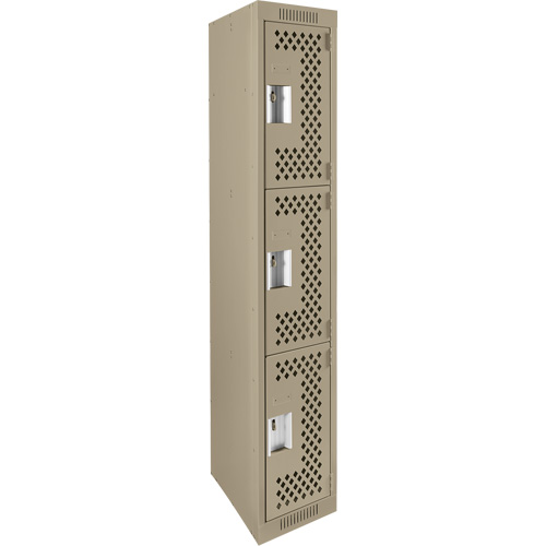 Casiers Clean Line, 3 niveaux, 12" x 12" x 72", Acier, Beige, Rivet (assembl&eacute;), Perfor&eacute; Helyx Safety & Industrial Supplies