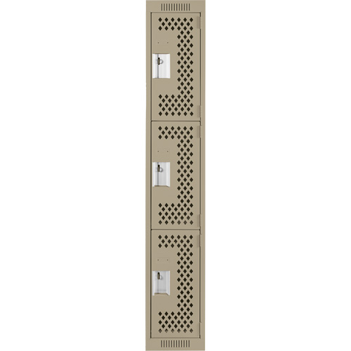 Casiers Clean Line, 3 niveaux, 12" x 12" x 72", Acier, Beige, Rivet (assembl&eacute;), Perfor&eacute; Helyx Safety & Industrial Supplies