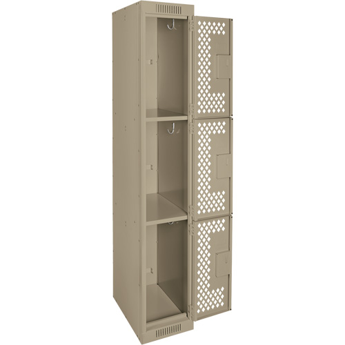 Casiers Clean Line, 3 niveaux, 12" x 12" x 72", Acier, Beige, Rivet (assembl&eacute;), Perfor&eacute; Helyx Safety & Industrial Supplies