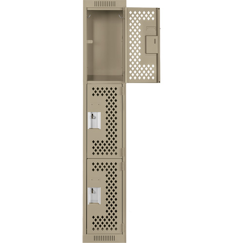 Casiers Clean Line, 3 niveaux, 12" x 12" x 72", Acier, Beige, Rivet (assembl&eacute;), Perfor&eacute; Helyx Safety & Industrial Supplies