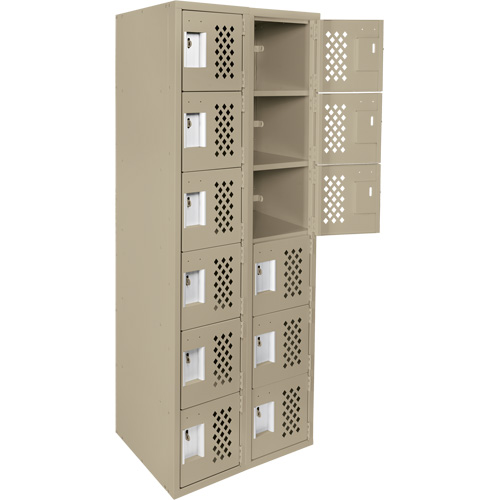 Petit casier perfor&eacute; Clean-Line, 6 niveaux, Bloc de 2, 12" x 72" x 12", Acier Helyx Safety & Industrial Supplies