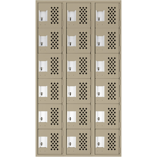 Petit casier perfor&eacute; Clean-Line, 6 niveaux, Bloc de 3, 15" x 72" x 12", Acier Helyx Safety & Industrial Supplies
