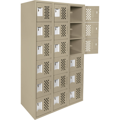 Petit casier perfor&eacute; Clean-Line, 6 niveaux, Bloc de 3, 15" x 72" x 12", Acier Helyx Safety & Industrial Supplies